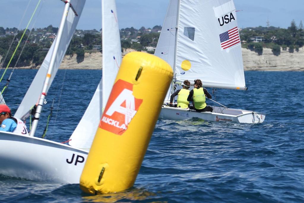 Gold Medalists - Wiley Rogers and Jack Parkin (USA) - Boys 420 were premature starters on the Final Day - Aon Youth Worlds 2016, Torbay, Auckland, New Zealand, Day 5, December 19, 2016 © Richard Gladwell www.photosport.co.nz